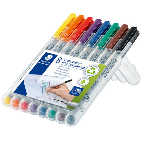 Staedtler Lumocolor Non-permanent Fine Pens - Wallet of 8